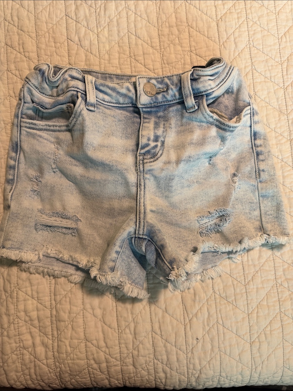 BKE Light Blue Distressed High-Rise Jean Shorts